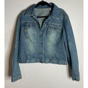 Vintage Jeanology Womens Size 18 Denim‎ Jacket Pockets Preppy Western Rodeo Boho